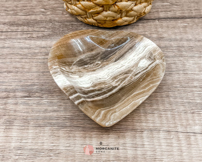 Onyx Heart Dish – Natural Stone Heart-Shaped Bowl for Jewelry, Crystals & Decor-Morganite Gems