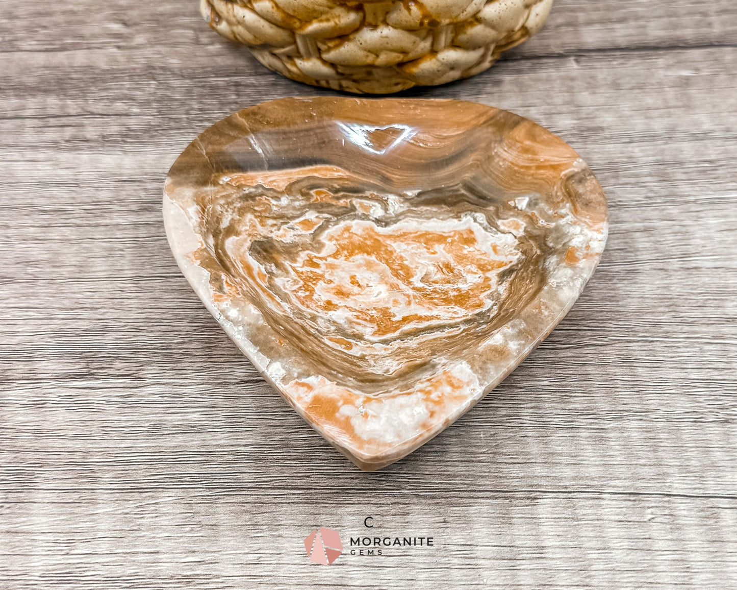 Onyx Heart Dish – Natural Stone Heart-Shaped Bowl for Jewelry, Crystals & Decor-Morganite Gems