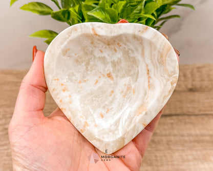 Onyx Heart Dish – Natural Stone Heart-Shaped Bowl for Jewelry, Crystals & Decor-Morganite Gems