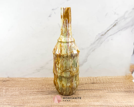 Onyx Large Bottle Vase – 12-Inch Tall Wine Bottle Design-Morganite Gems