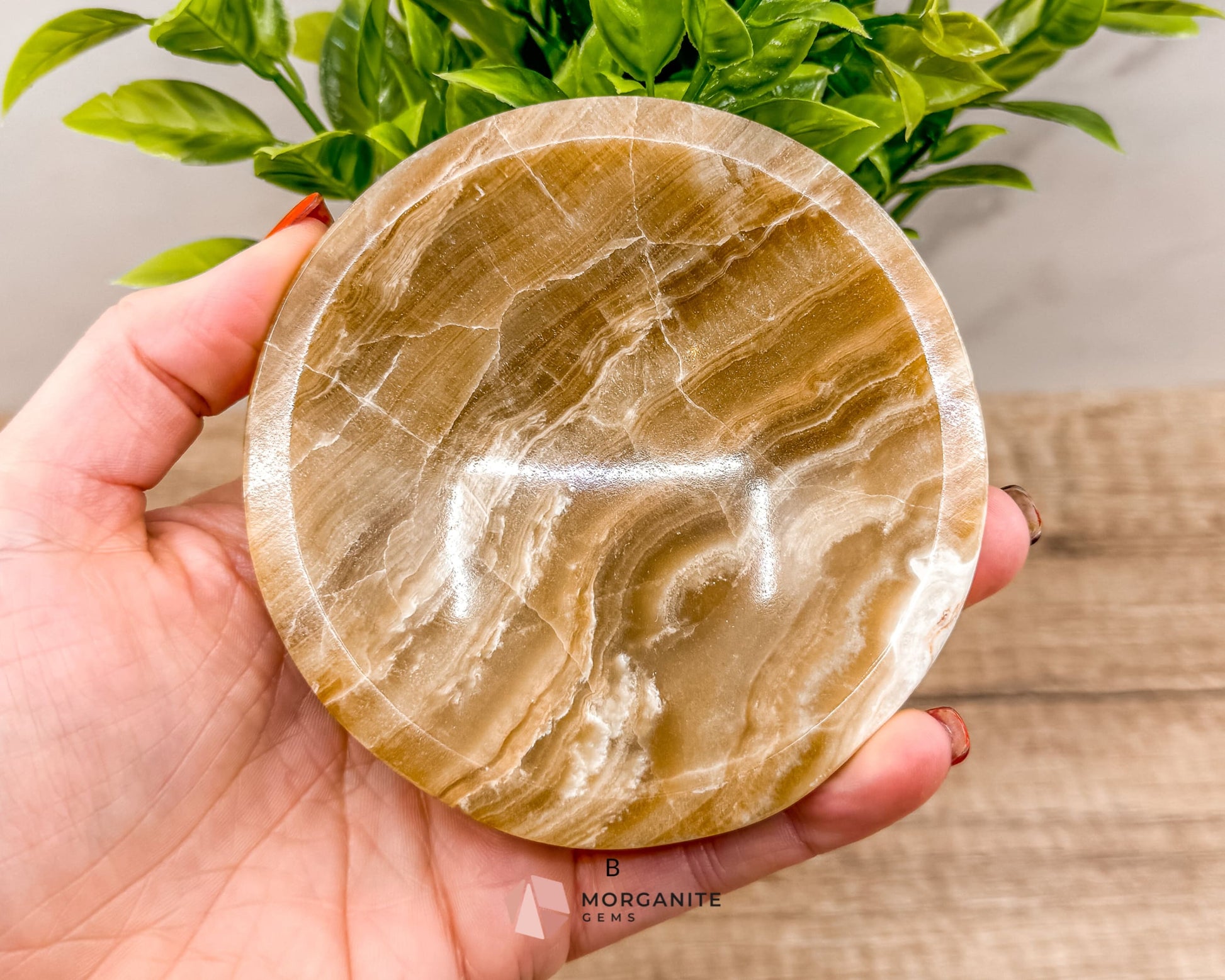 Onyx Round Dish – Elegant Natural Stone Bowl for Decor, Jewelry, & Small Items-Morganite Gems