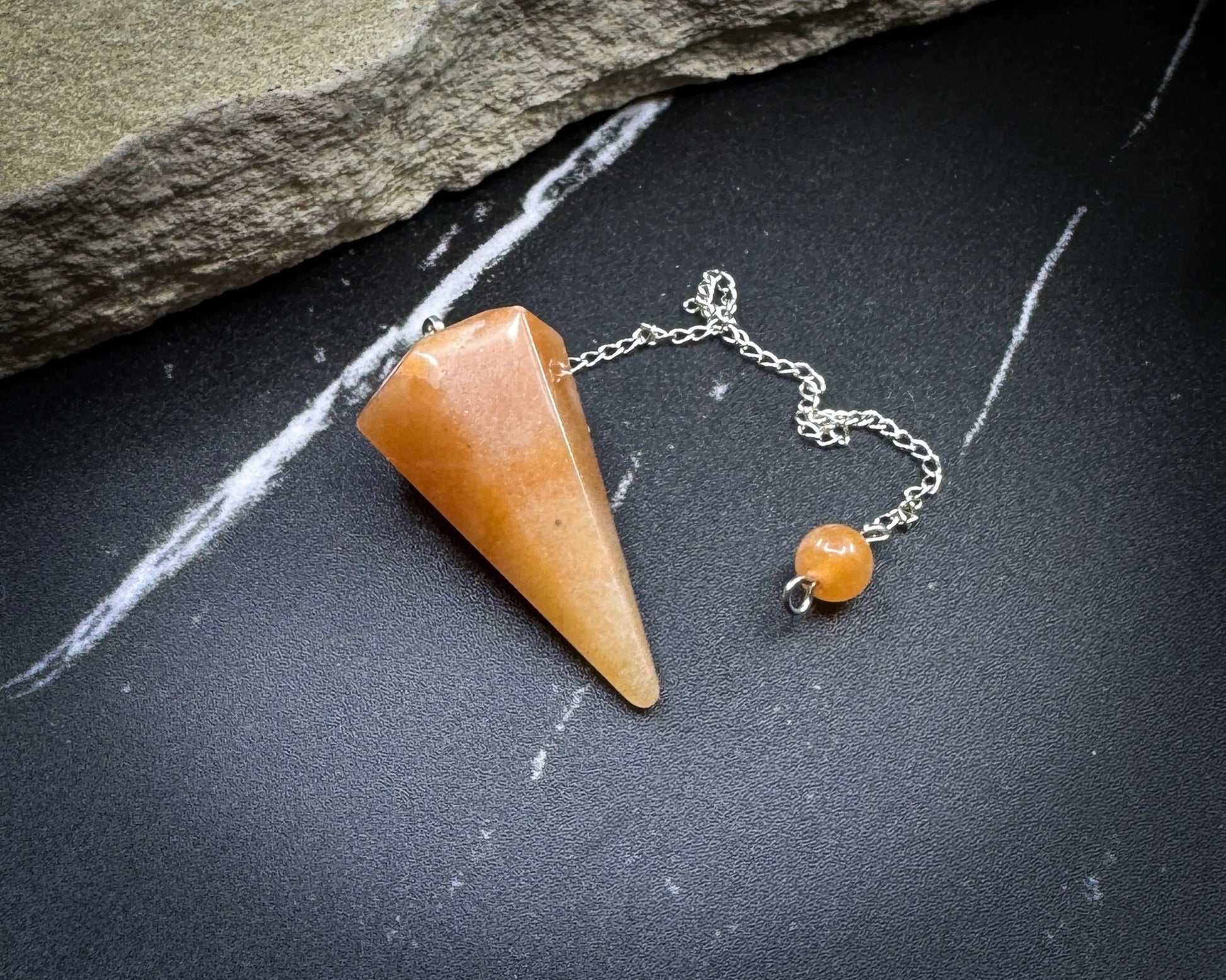 Orange Aventurine Crystal Pendulum for Joy & Motivation - Metaphysical Crystals