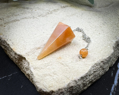 Orange Aventurine Crystal Pendulum for Joy & Motivation - Metaphysical Crystals