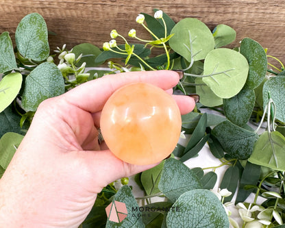 Orange and White Selenite Mushroom (5oz) – 2.9’’ Two-Tone Satin Spar Carving for Sacral & Crown Chakra Balance
