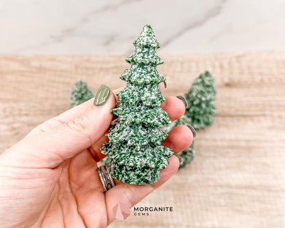 Pine Christmas Tree Qinghai Carving – Handcrafted Natural Decor-Morganite Gems