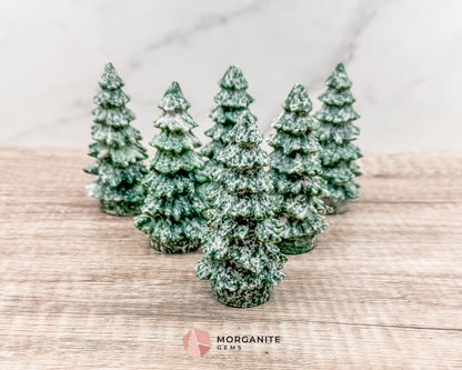 Pine Christmas Tree Qinghai Carving – Handcrafted Natural Decor-Morganite Gems