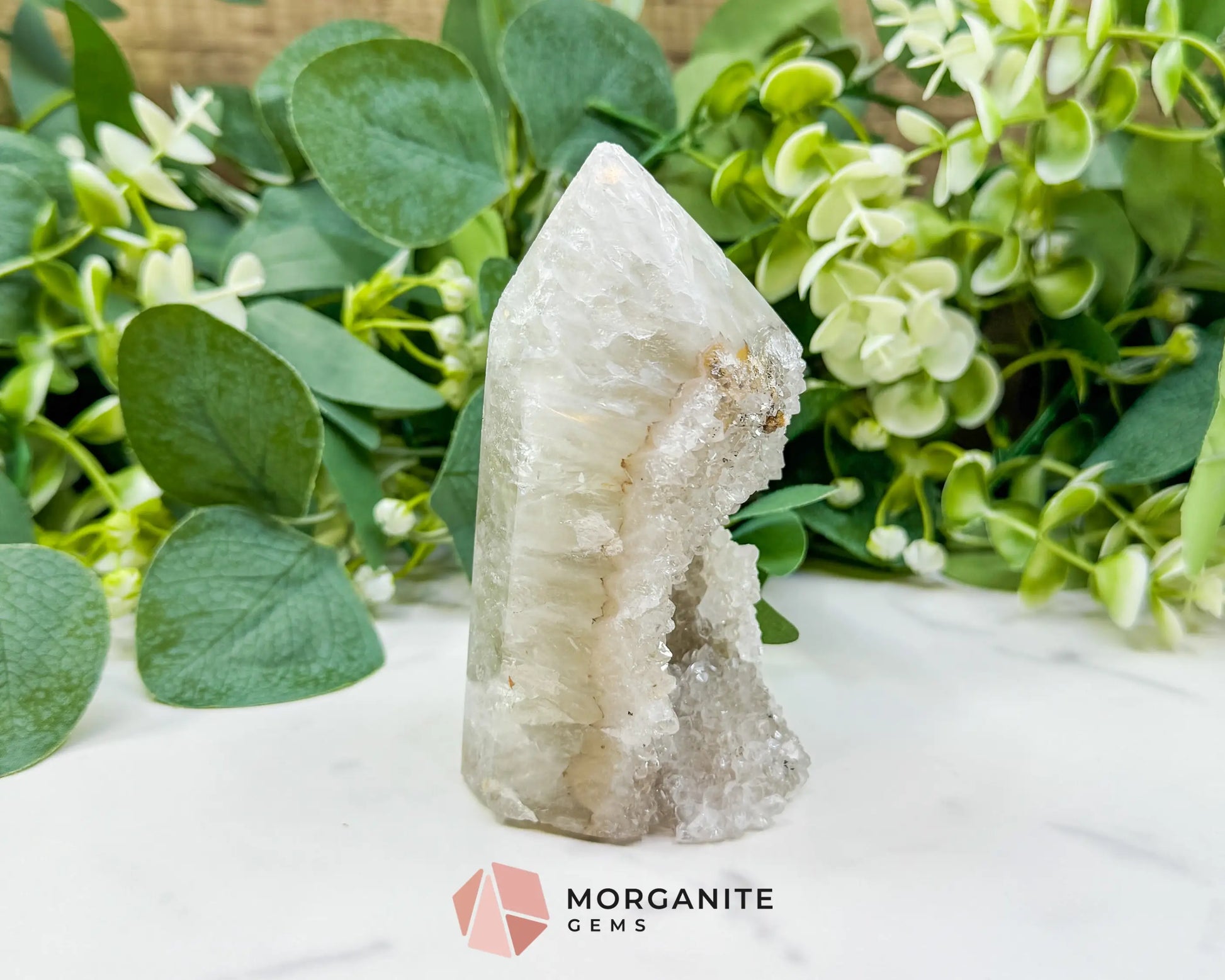 Polished Agate Geode Point (14.5oz) – Clear Quartz Druzy Tower for Amplification & Clarity - Metaphysical Crystals