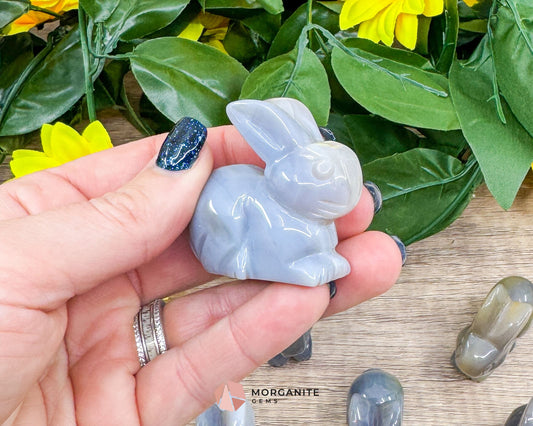 Polished Agate Rabbit Carving – Elegant Handcrafted Decor-Morganite Gems