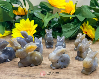 Polished Agate Rabbit Carving – Elegant Handcrafted Decor-Morganite Gems