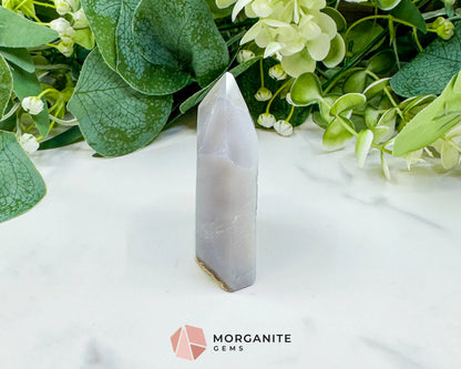 Polished Agate Sugar Druzy Point (3oz) – Crystalline White Geode Tower for Peace & Purity - Metaphysical Crystals