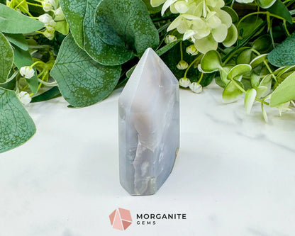 Polished Agate Sugar Druzy Point (3oz) – Crystalline White Geode Tower for Peace & Purity - Metaphysical Crystals