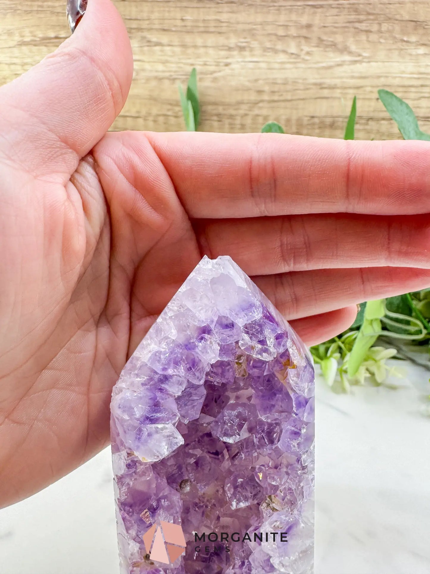 Polished Amethyst & Clear Quartz Agate Geode Point (13.5oz) – Large Druzy Tower for Intuition & Peace - Metaphysical