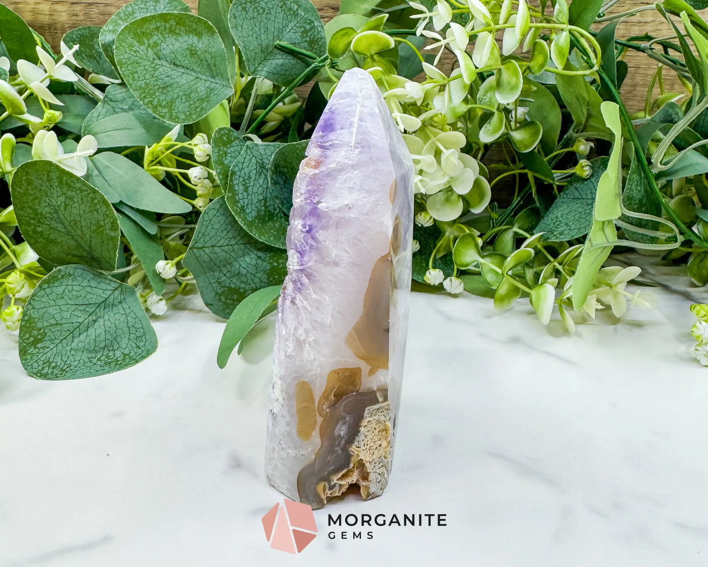 Polished Amethyst & Clear Quartz Agate Geode Point (13.5oz) – Large Druzy Tower for Intuition & Peace - Metaphysical