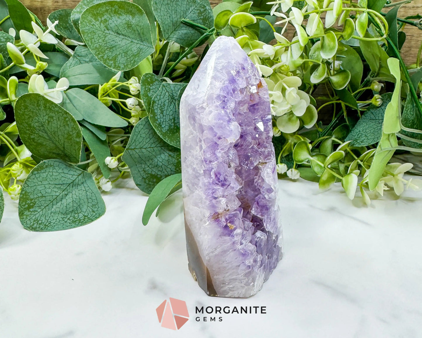 Polished Amethyst & Clear Quartz Agate Geode Point (13.5oz) – Large Druzy Tower for Intuition & Peace - Metaphysical
