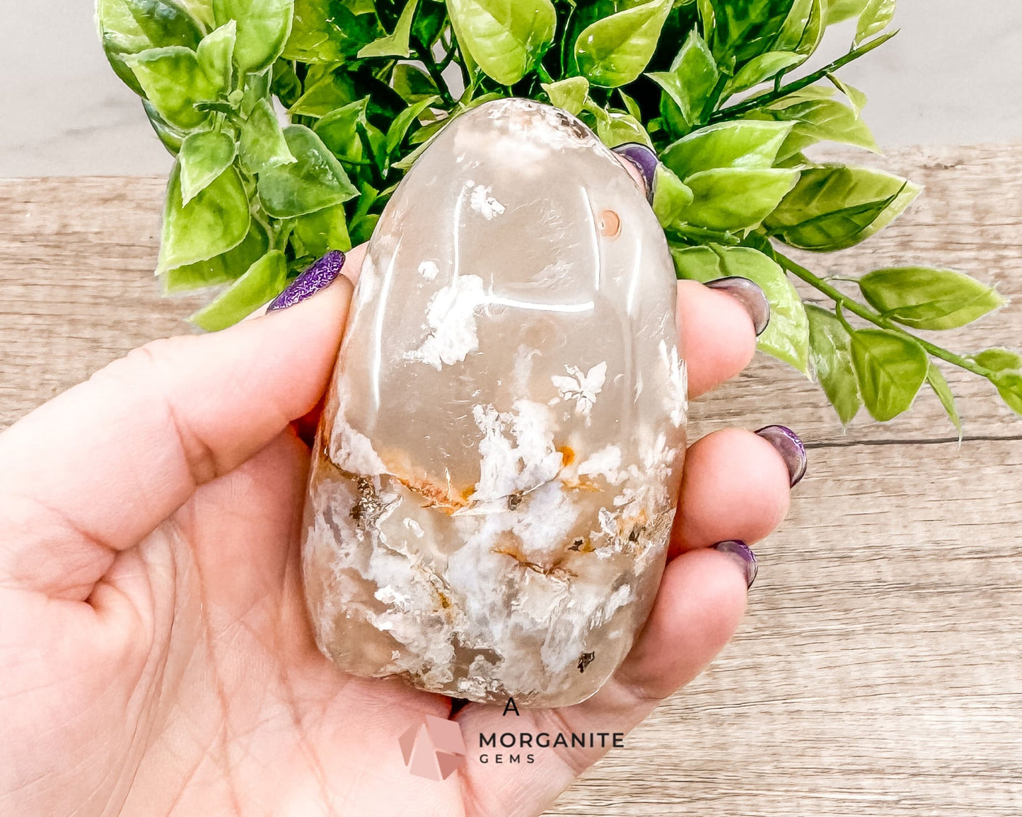 Polished Cherry Blossom Chalcedony Flower Agate Freeform – Crystal for Growth and Emotional Healing-Morganite Gems