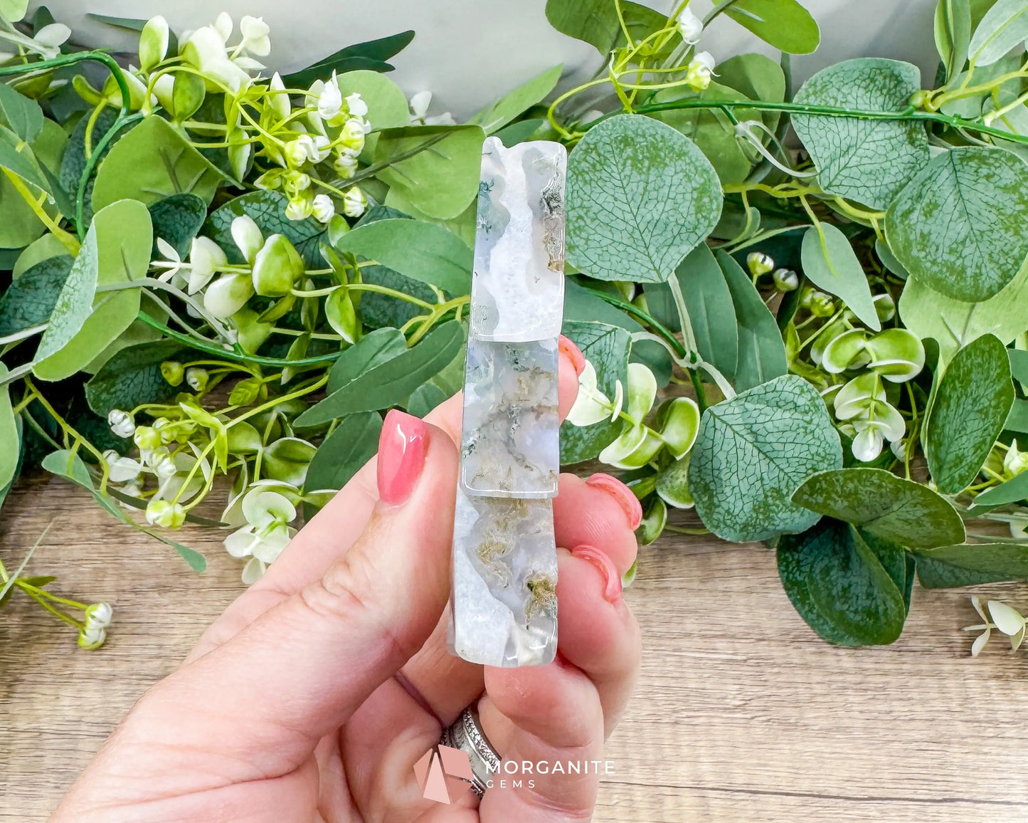 Moss Agate Tree Carving No. 10 | Self-Standing Crystal for Grounding Nature Connection & Healing - Metaphysical Crystals
