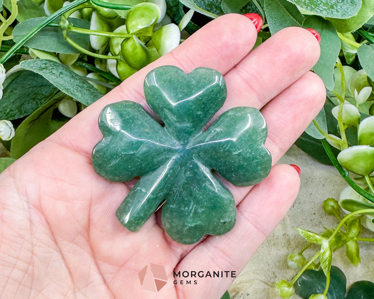 Polished Green Aventurine Four-Leaf Clover (38g) - Good Luck Prosperity & Heart Chakra Stone - Metaphysical Crystals