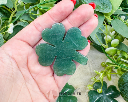 Polished Green Aventurine Four-Leaf Clover (38g) - Good Luck Prosperity & Heart Chakra Stone - Metaphysical Crystals