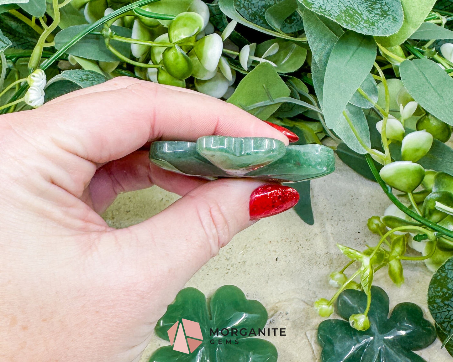 Polished Green Aventurine Four-Leaf Clover (38g) - Good Luck Prosperity & Heart Chakra Stone - Metaphysical Crystals