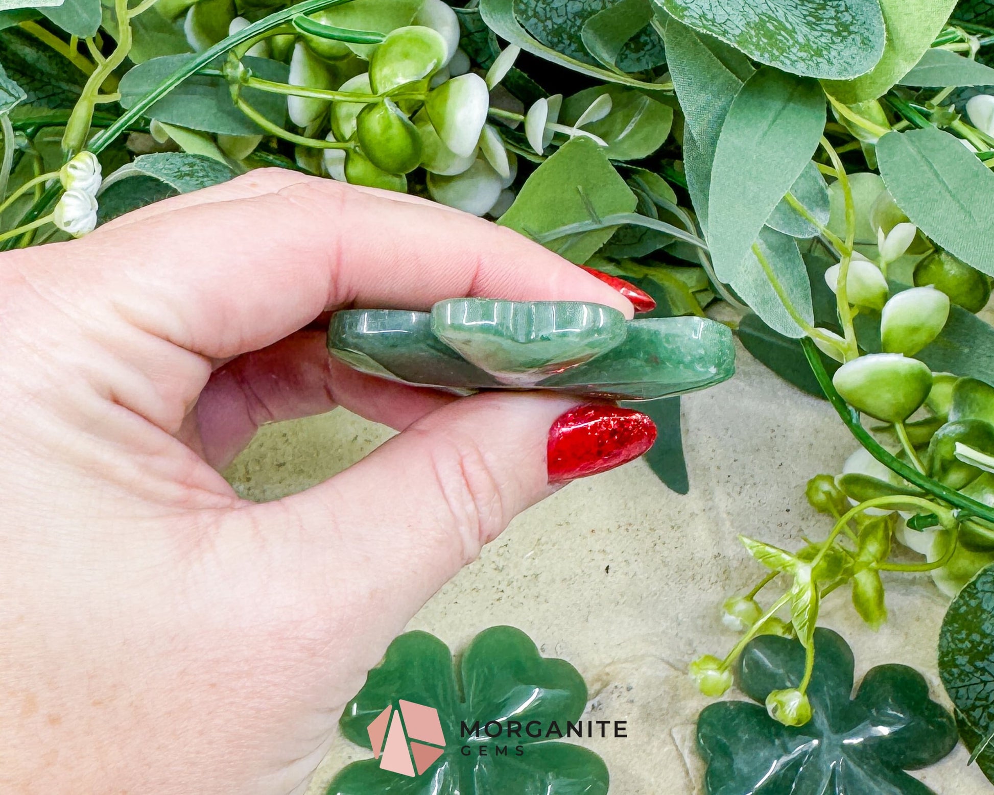 Polished Green Aventurine Four-Leaf Clover (38g) - Good Luck Prosperity & Heart Chakra Stone - Metaphysical Crystals