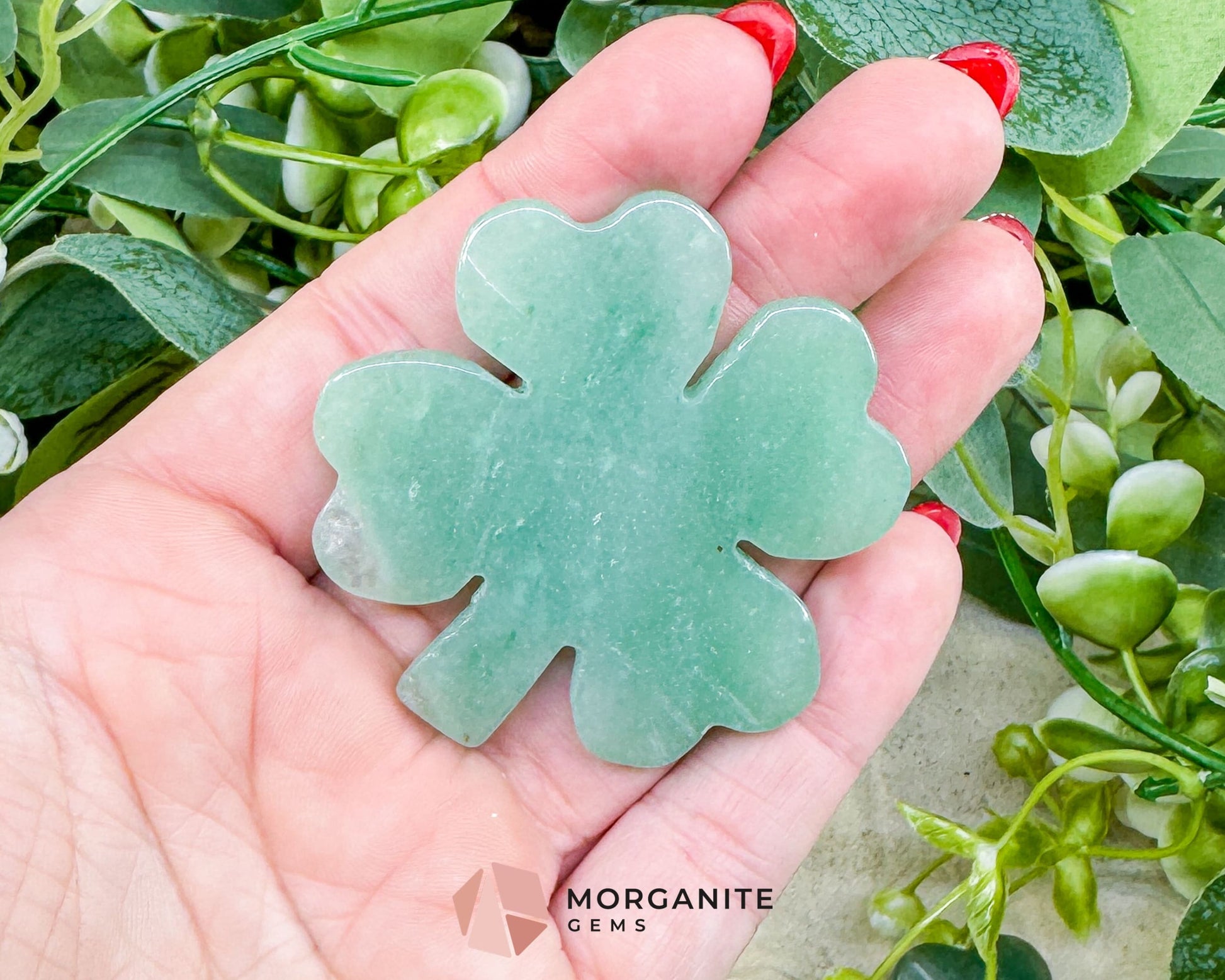Polished Green Aventurine Four-Leaf Clover (38g) - Good Luck Prosperity & Heart Chakra Stone - Metaphysical Crystals