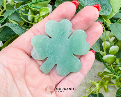Polished Green Aventurine Four-Leaf Clover (38g) - Good Luck Prosperity & Heart Chakra Stone - Metaphysical Crystals