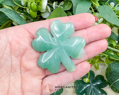 Polished Green Aventurine Four-Leaf Clover (38g) - Good Luck Prosperity & Heart Chakra Stone - Metaphysical Crystals