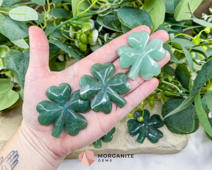 Polished Green Aventurine Four-Leaf Clover (38g) - Good Luck Prosperity & Heart Chakra Stone - Metaphysical Crystals