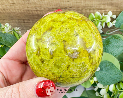 Polished Green Opal Sphere (67mm) – 360g Madagascar Common Opal for Emotional Renewal & Heart Healing - Metaphysical