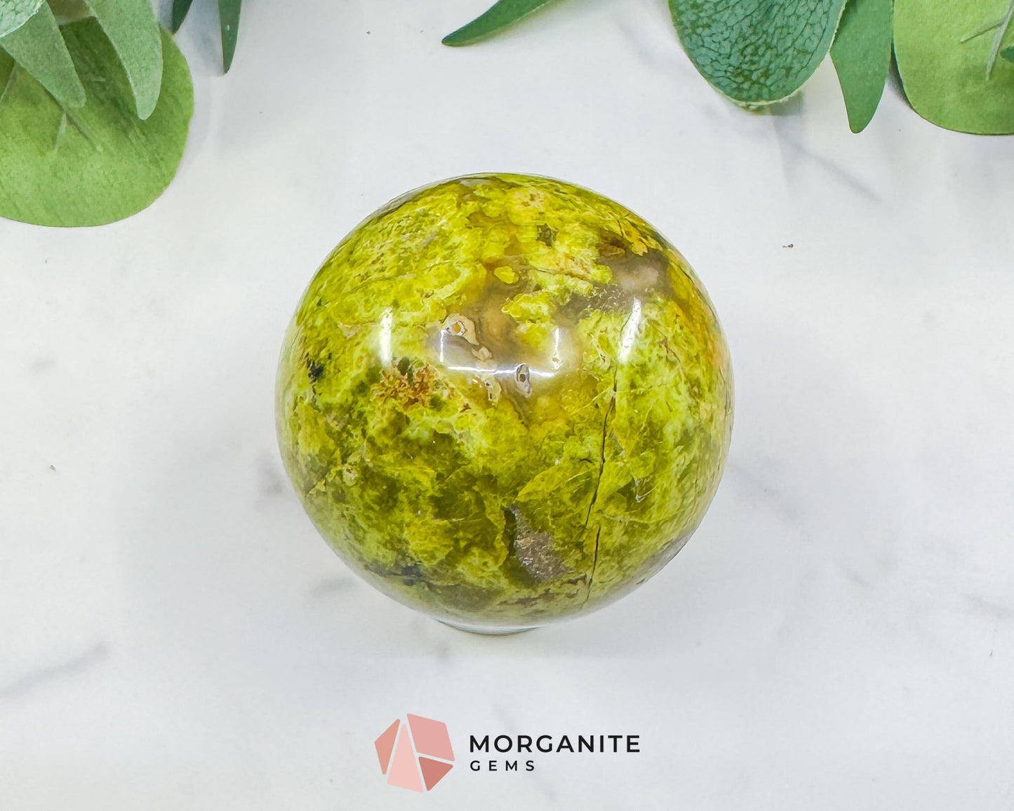 Polished Green Opal Sphere (67mm) – 360g Madagascar Common Opal for Emotional Renewal & Heart Healing - Metaphysical