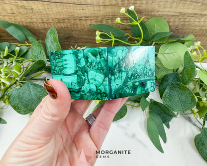Polished Malachite Hexagon Jewelry Box (.85lb) – 3.8’’ Natural Green Stone Trinket Box for Heart Healing &