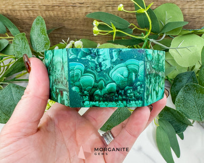 Polished Malachite Hexagon Jewelry Box (.85lb) – 3.8’’ Natural Green Stone Trinket Box for Heart Healing &