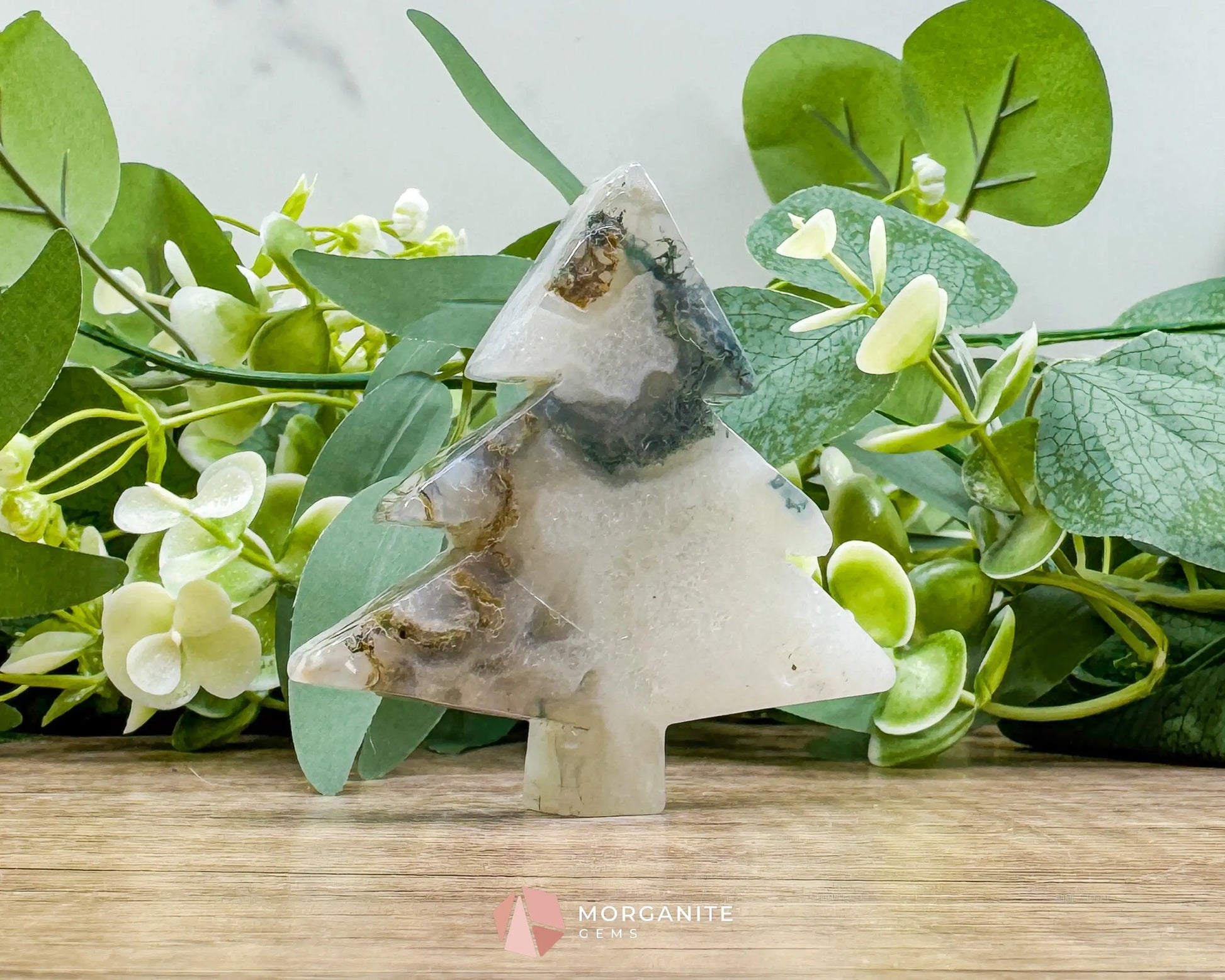 Moss Agate Tree Carving No. 10 | Self-Standing Crystal for Grounding Nature Connection & Healing - Metaphysical Crystals