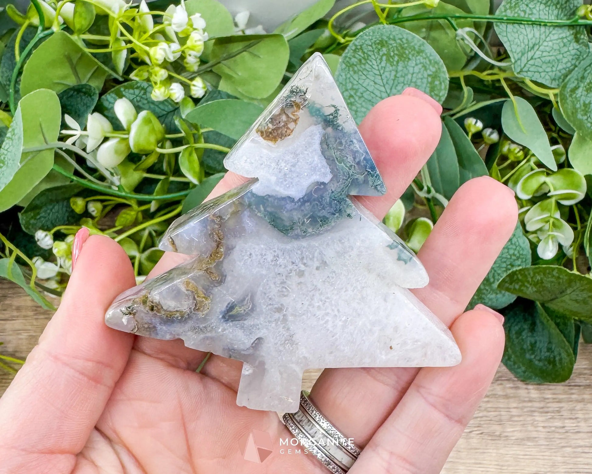 Moss Agate Tree Carving No. 10 | Self-Standing Crystal for Grounding Nature Connection & Healing - Metaphysical Crystals