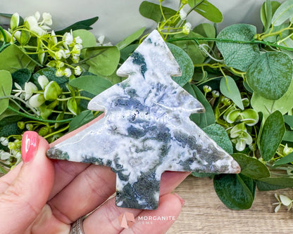 Moss Agate Tree Carving No. 11 | Self-Standing Crystal for Grounding Nature Connection & Healing - Metaphysical Crystals