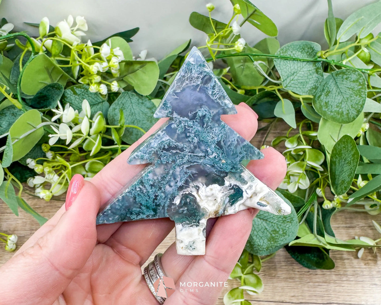 Moss Agate Tree Carving No. 5 | Self-Standing Crystal for Grounding Nature Connection & Healing - Metaphysical Crystals