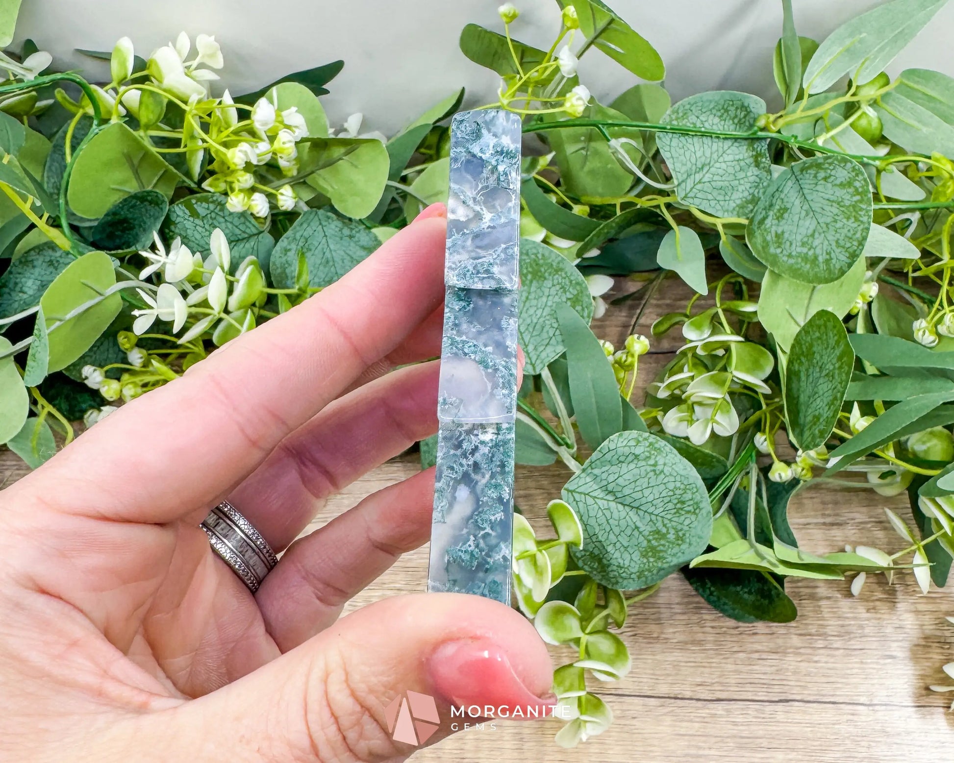 Moss Agate Tree Carving No. 5 | Self-Standing Crystal for Grounding Nature Connection & Healing - Metaphysical Crystals
