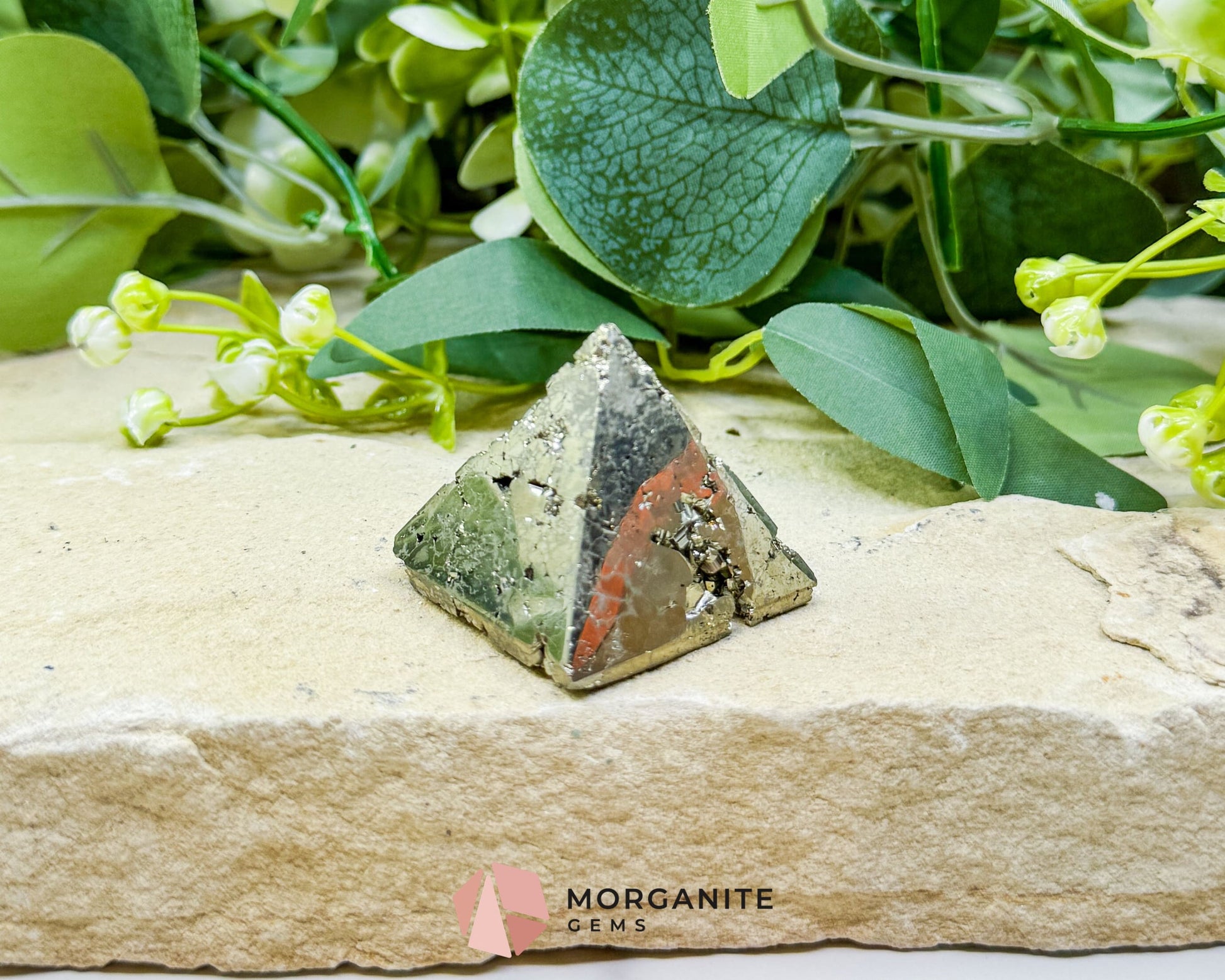 Polished Pyrite Crystal Pyramid No.1 (60g) - Energy Amplifier for Wealth & Protection - Metaphysical Crystals