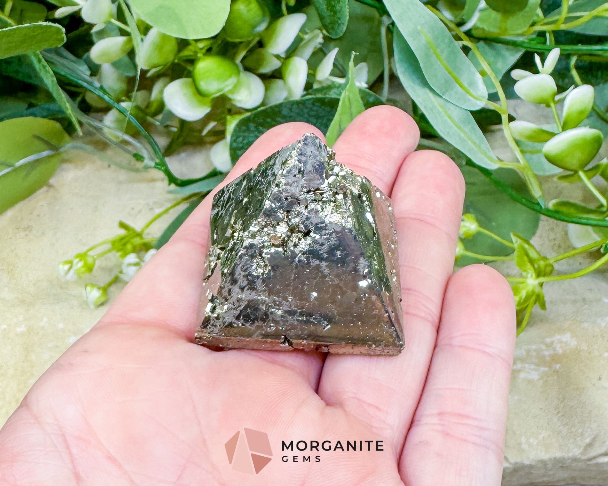 Polished Pyrite Crystal Pyramid No.1 (60g) - Energy Amplifier for Wealth & Protection - Metaphysical Crystals