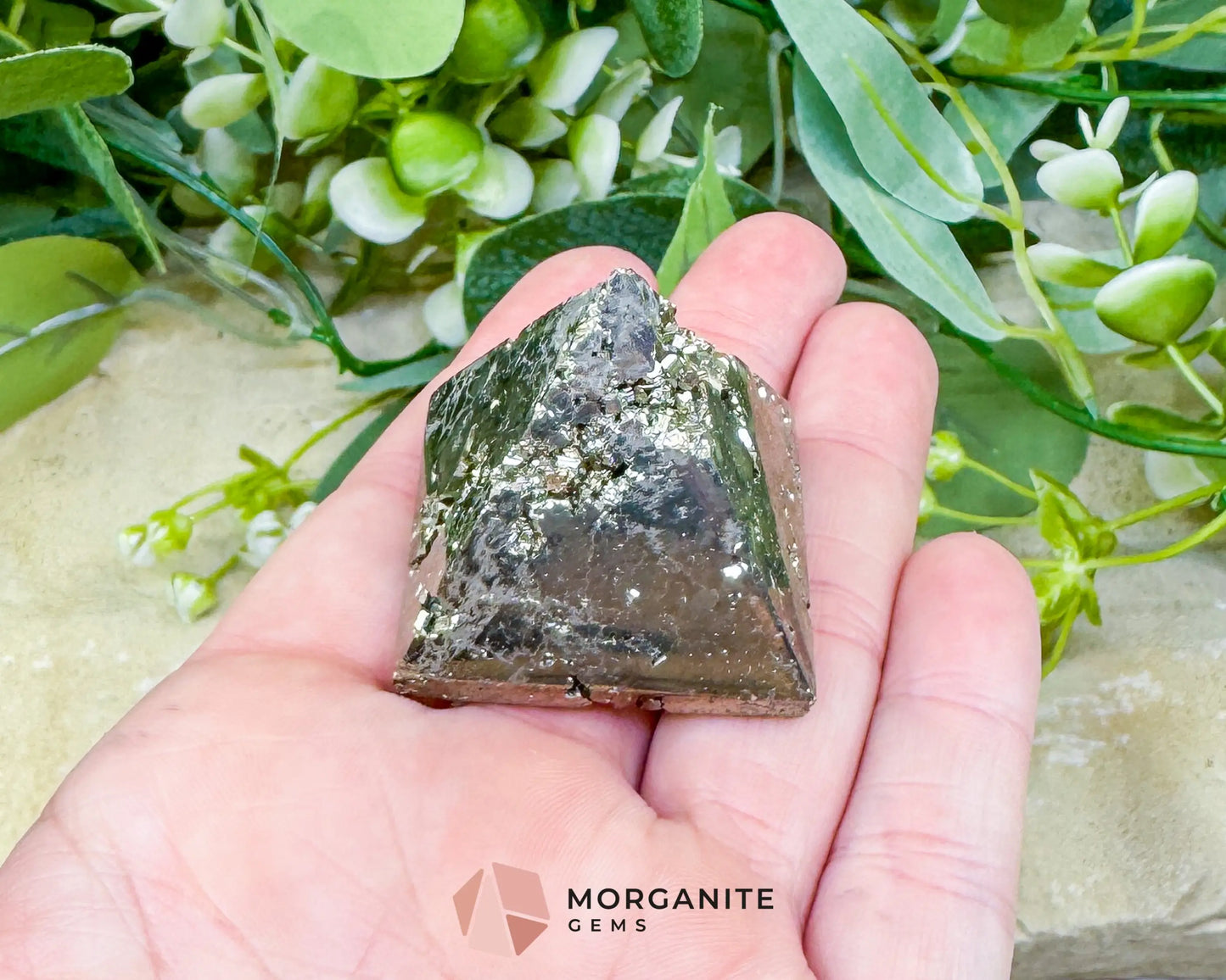 Polished Pyrite Crystal Pyramid No.1 (60g) - Energy Amplifier for Wealth & Protection - Metaphysical Crystals