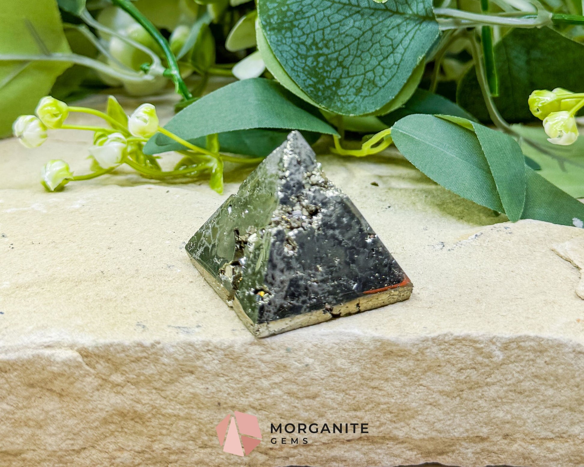 Polished Pyrite Crystal Pyramid No.1 (60g) - Energy Amplifier for Wealth & Protection - Metaphysical Crystals