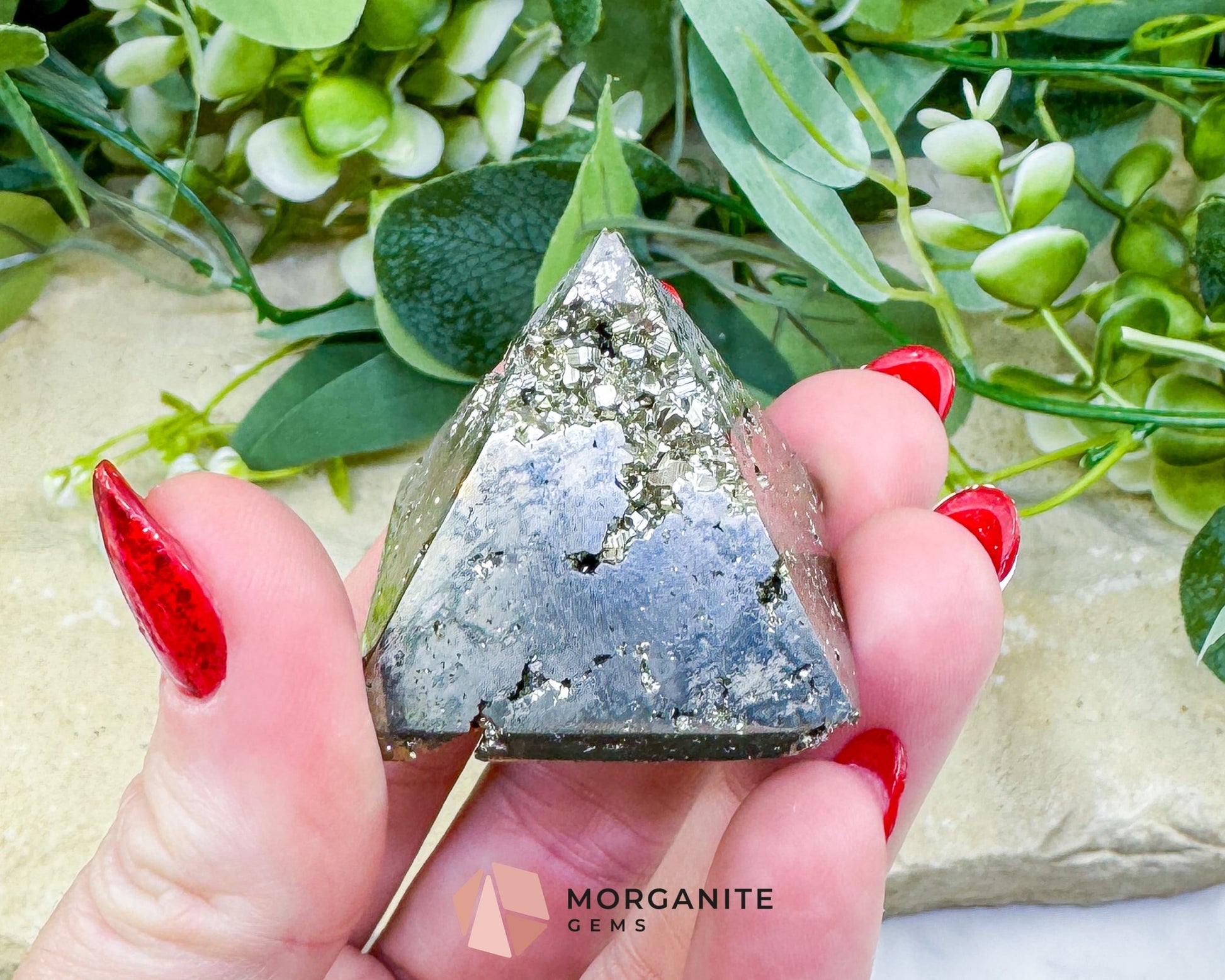 Polished Pyrite Crystal Pyramid No.1 (60g) - Energy Amplifier for Wealth & Protection - Metaphysical Crystals
