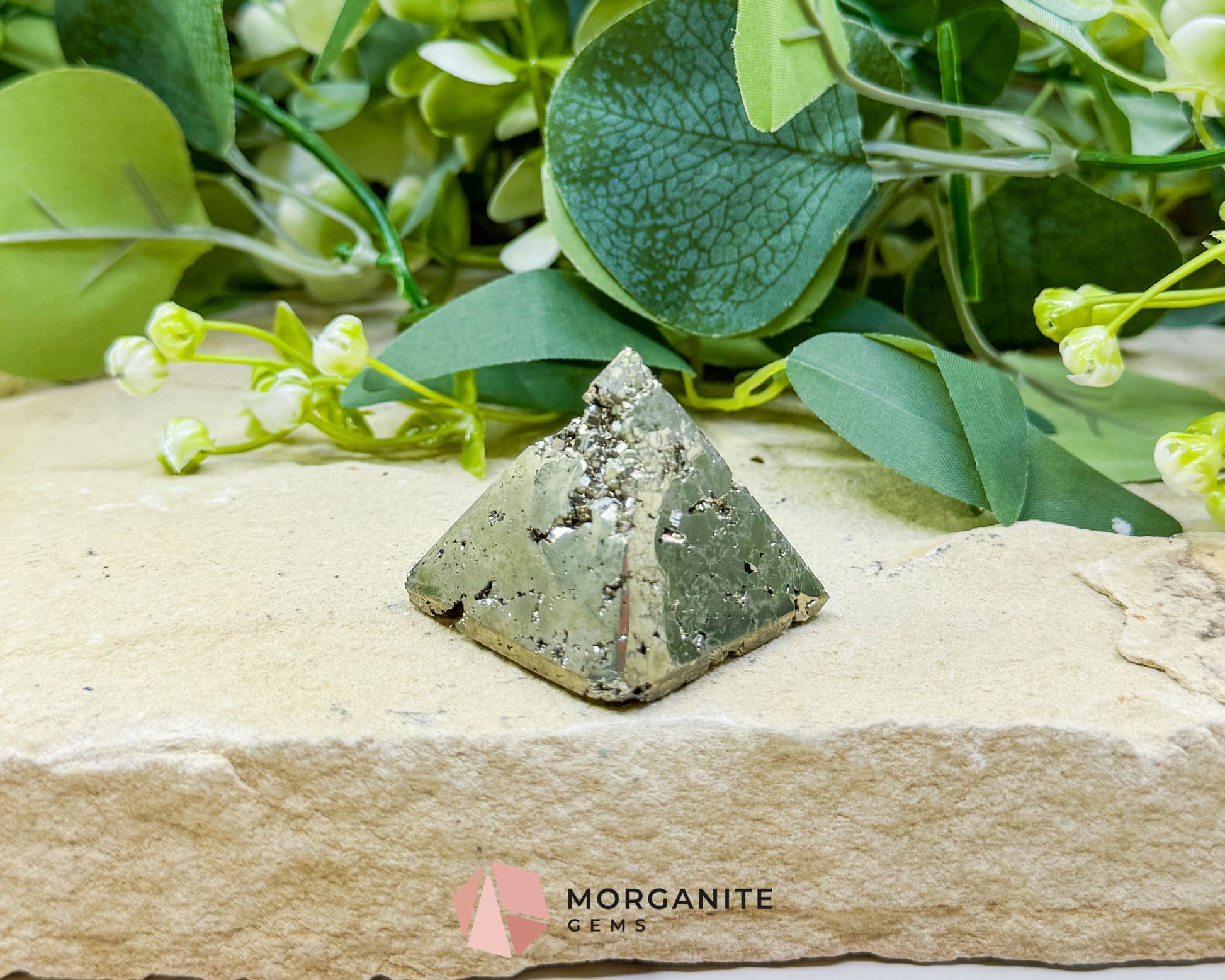 Polished Pyrite Crystal Pyramid No.1 (60g) - Energy Amplifier for Wealth & Protection - Metaphysical Crystals