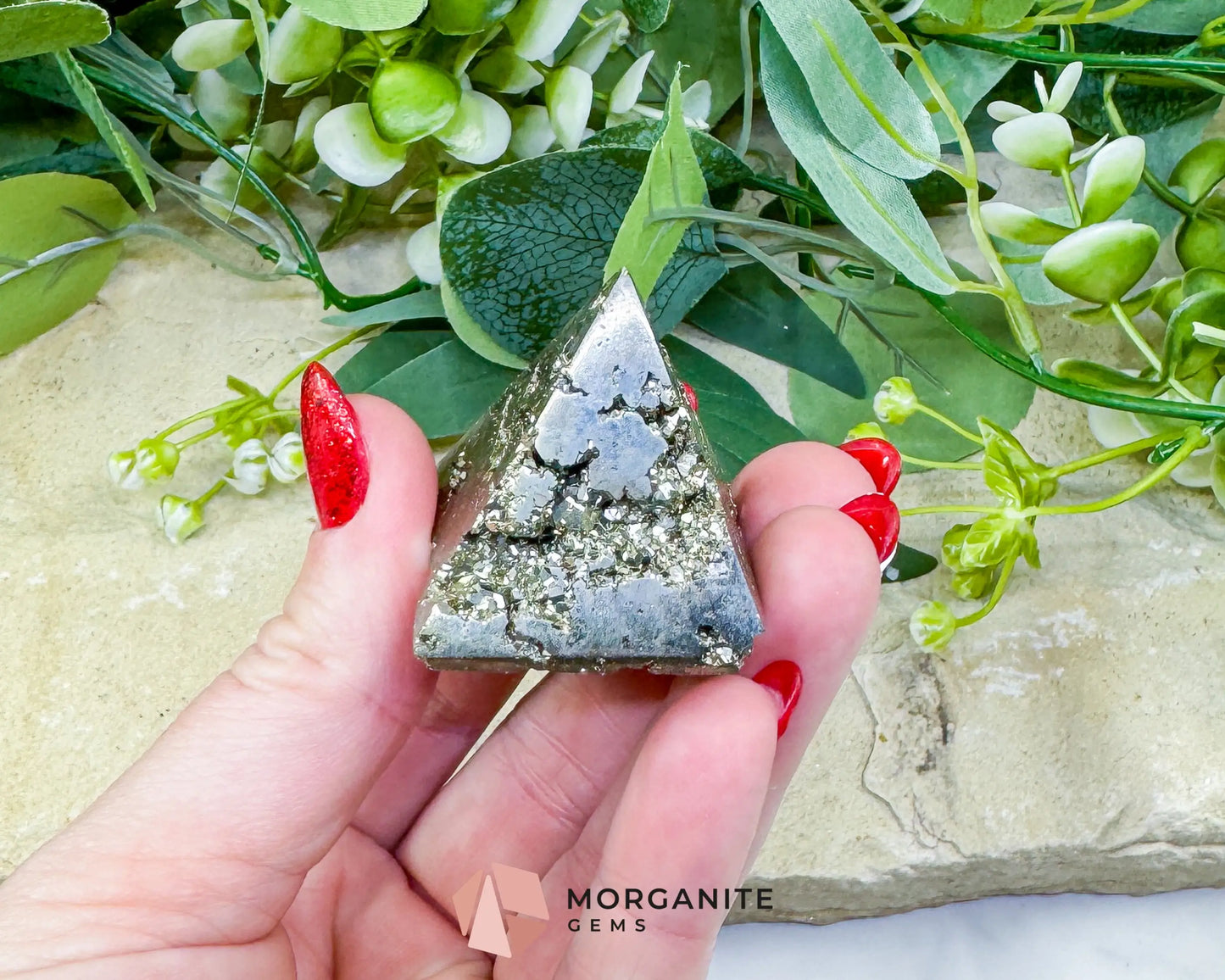 Polished Pyrite Crystal Pyramid No.2 (76g) - Prosperity Grounding & Manifestation Tool - Metaphysical Crystals