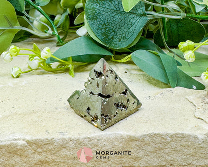 Polished Pyrite Crystal Pyramid No.2 (76g) - Prosperity Grounding & Manifestation Tool - Metaphysical Crystals