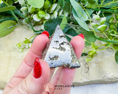 Polished Pyrite Crystal Pyramid No.2 (76g) - Prosperity Grounding & Manifestation Tool - Metaphysical Crystals