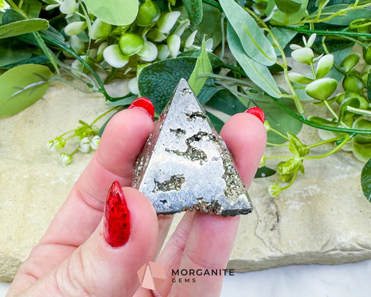 Polished Pyrite Crystal Pyramid No.2 (76g) - Prosperity Grounding & Manifestation Tool - Metaphysical Crystals