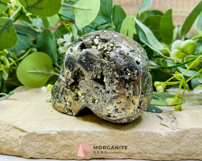 Polished Pyrite Crystal Skull (1.48kg) - Peruvian Fool’s Gold Stone for Abundance & Protection - Metaphysical Crystals