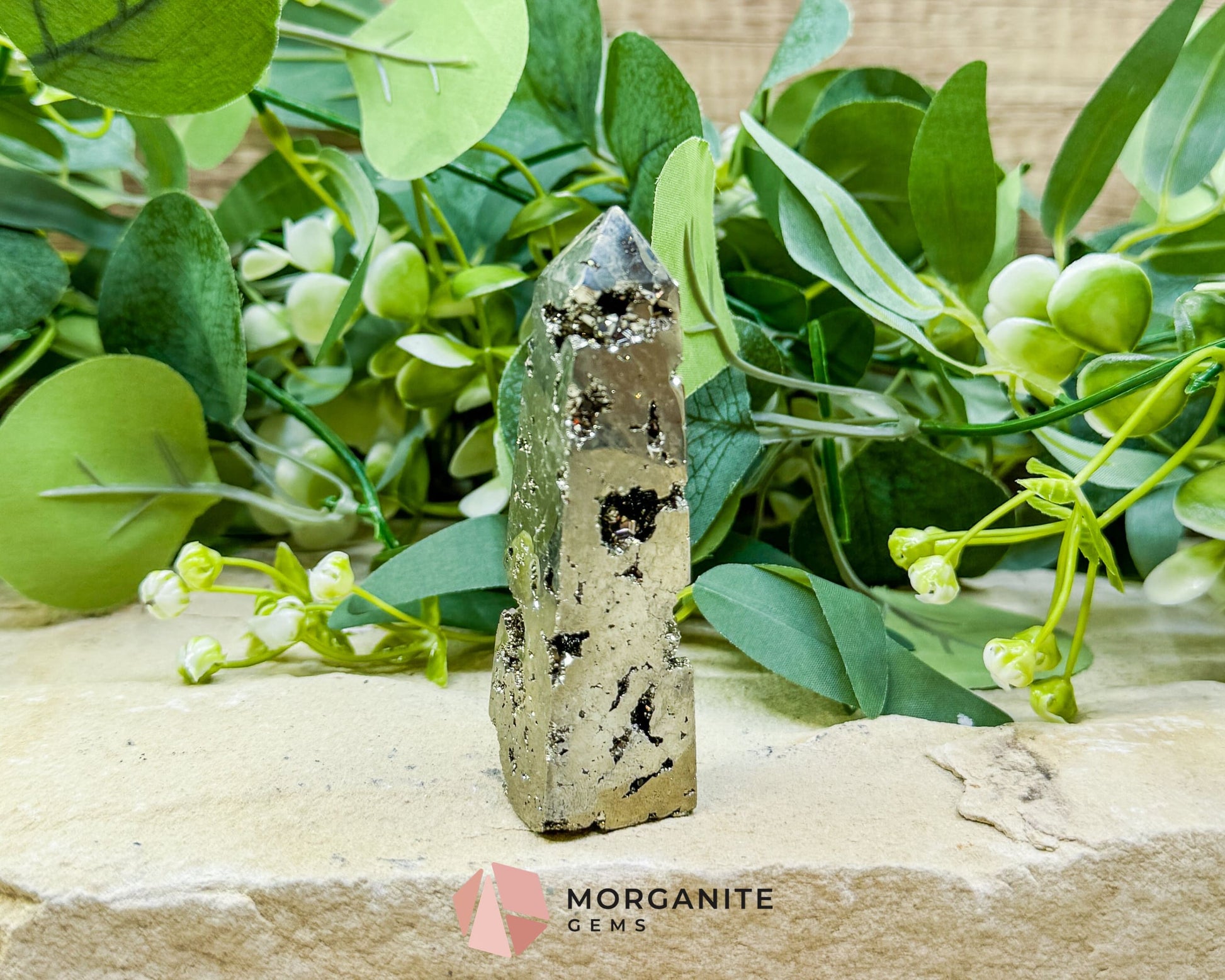 Polished Pyrite Crystal Tower Point No.1 (132g) - Direct Manifestation & Abundance Energy - Metaphysical Crystals