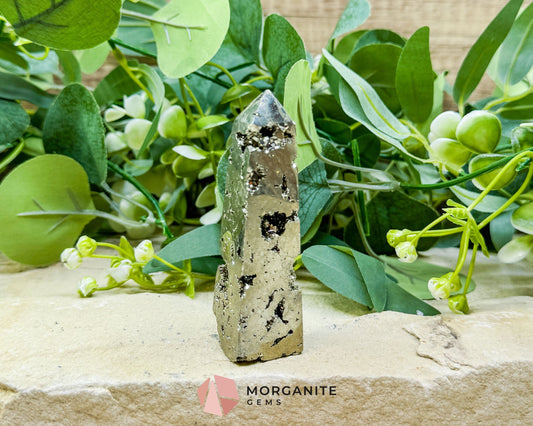 Polished Pyrite Crystal Tower Point No.1 (132g) - Direct Manifestation & Abundance Energy - Metaphysical Crystals